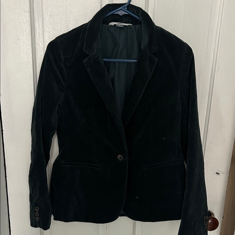 Dark Teal Blue Velvet Women's Blazer